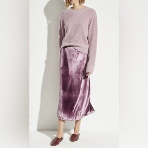 VINCE Panne Purple Velvet Midi Skirt
